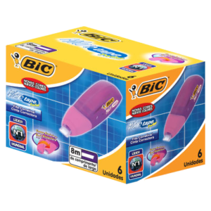Corretivo em Fita (4,2 mm x 8 m) Micro Tape Twist BIC - 6 caixas