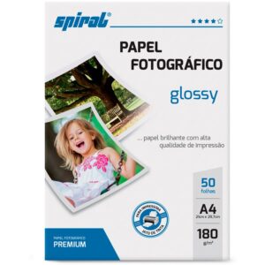 Papel fotográfico A4 180g glossy paper - Spiral PT 50 Folhas