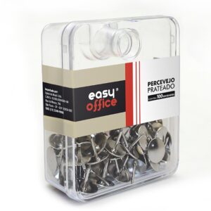 Percevejo Easy Office 9,5mm prateado - PT 100 UN